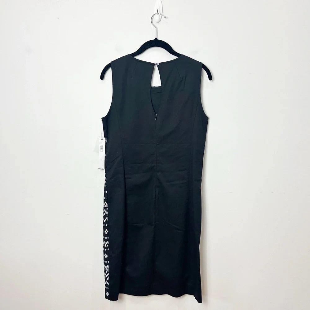 DKNYC Woven Shift Dress Black White Linen Cotton Sleeveless - Picture 2 of 7